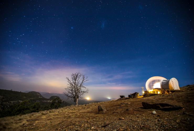 新南威尔士州，卡佩特雷峡谷，澳大利亚气泡帐篷 © 新南威尔士州旅游局版权所有